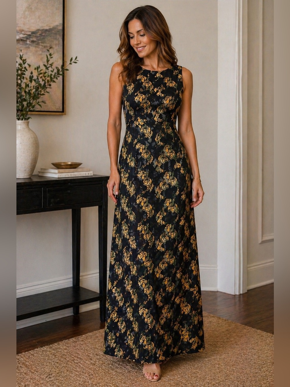 Above the Crowd Fish Print Maxi Dress |  Fit & Flare |